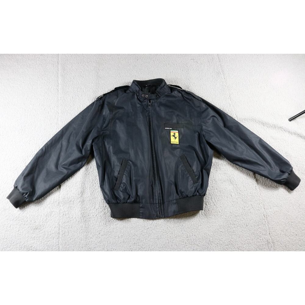 Vintage Members Only Jacket Ferrari Mens L Bomber Black Racing Hong Kong Rare